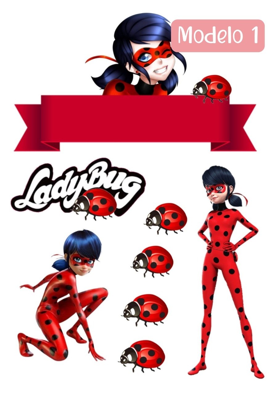 Topo de Bolo Ladybug Para imprimir totalmente gratuito